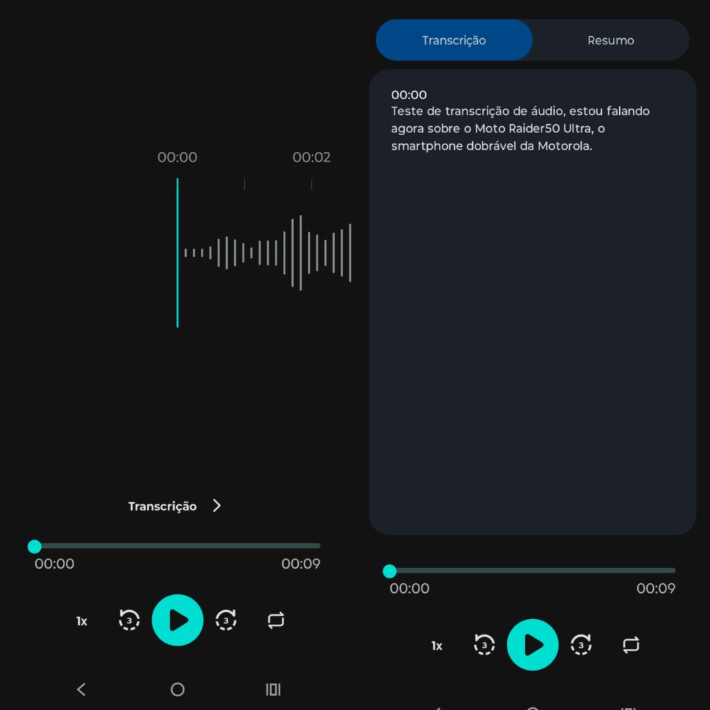 Gravador de voz da motorola com ia de transcrição