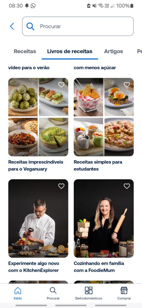 A aba "livro de receitas" traz uma playlist de artigos ou receitas em formato vídeo dentro de um nicho em comum. (foto: reprodução/showmetech/enzo sapio monello)