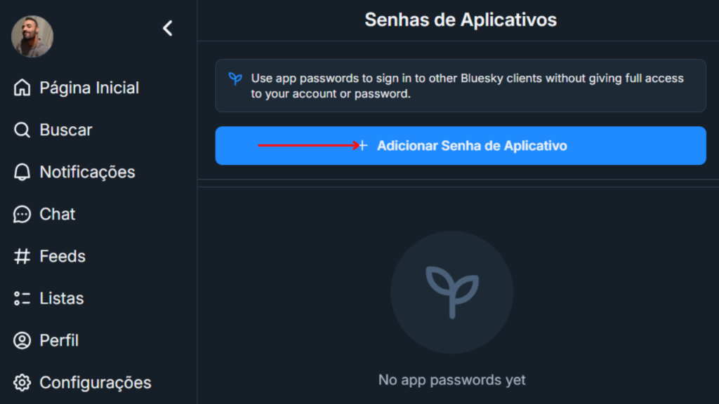 Senha de app do bluesky para encontrar quem você segue do x no bluesky