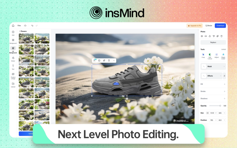 Insmind é um editor de fotos com ia online e gratuito. Foto: insmind.