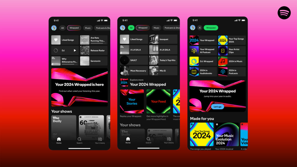 Retrospectiva do spotify no aplicativo para smartphones