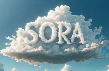 Vídeo de nuvens co o nome sora, a ia que cria vídeos da openai