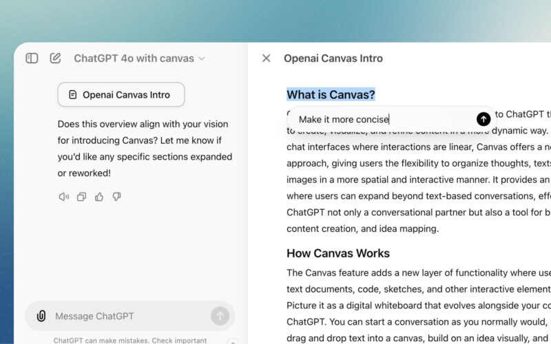 Openai libera canvas no chatgpt. Veja como usar