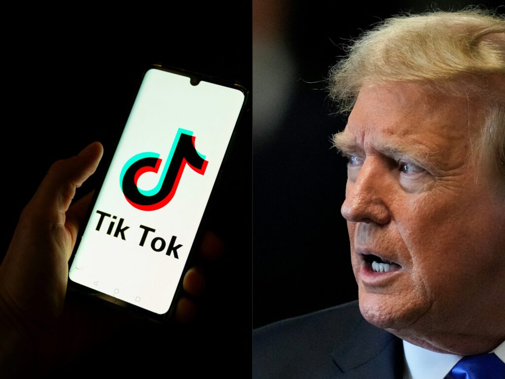 Donald trump e logo do tiktok