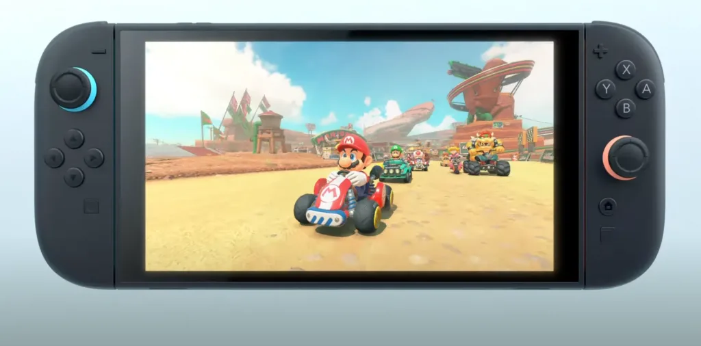 Tela do nintendo switch 2 rodando mario kart 9