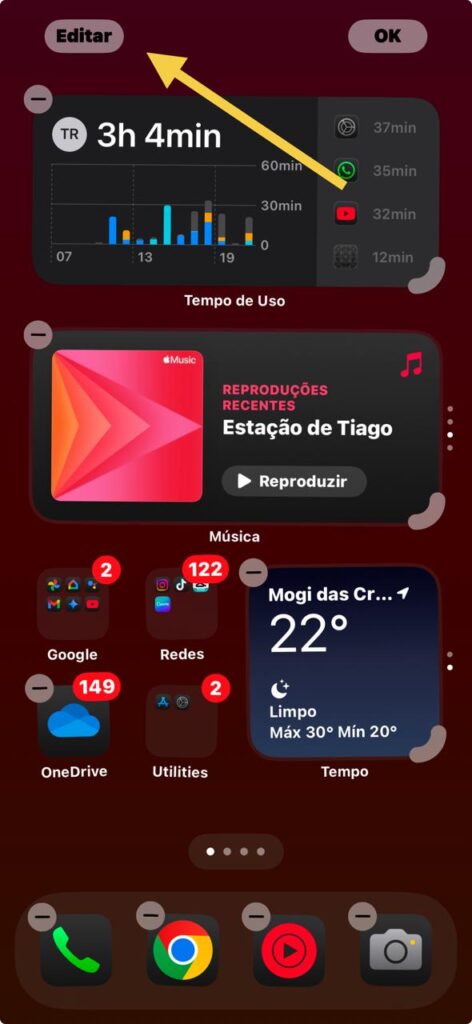 Personalização de tela inicial no ios 18