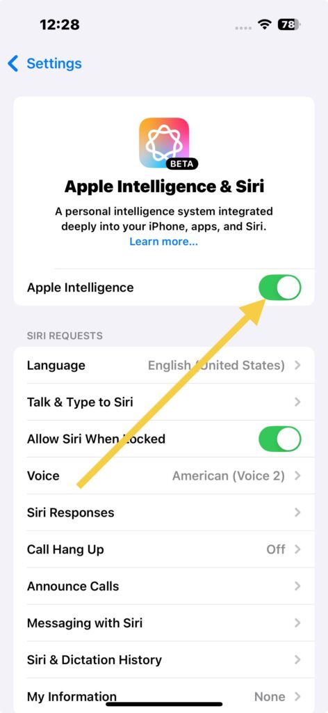 Apple intelligence no iphone 16