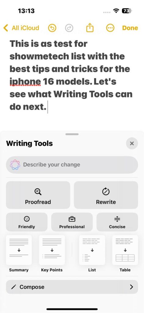 Writing tools do apple intelligence