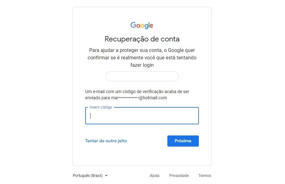 Teste seus telefones e e-mails de recuperação