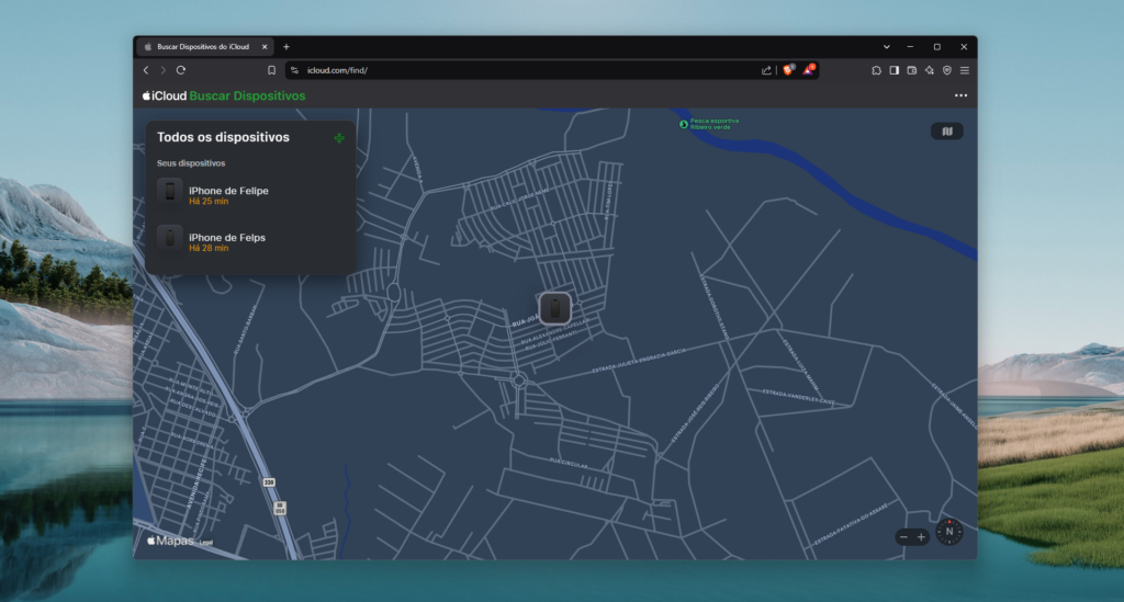 Aparelhos são representados em um mapa com a última localização enviada - imagem: showmetech/felipe faustino