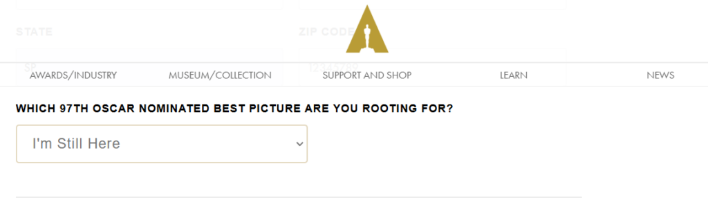 Site de como votar no oscar 2025