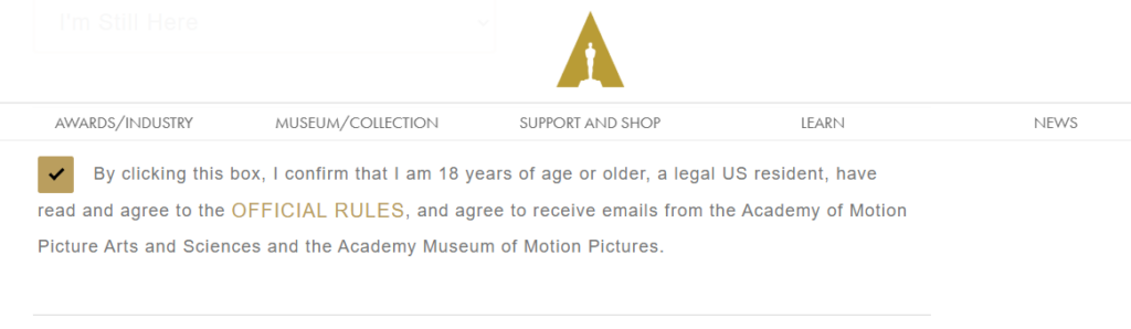 Site de como votar no oscar 2025