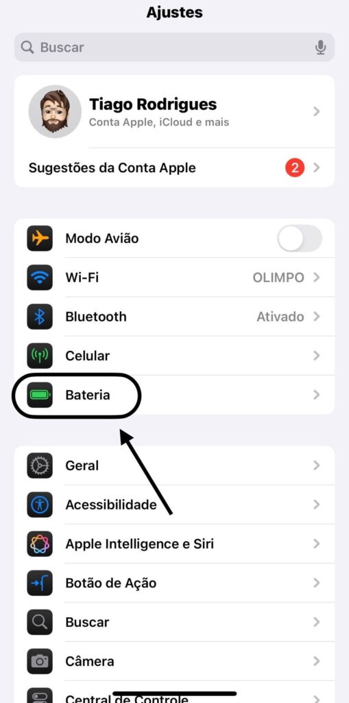 Configurações do ios