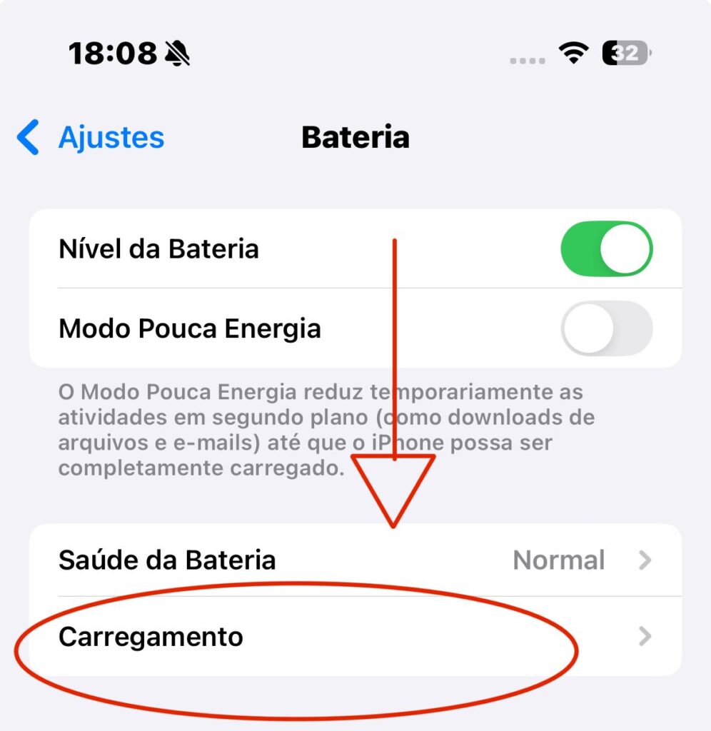 Ajustes de bateria no ios