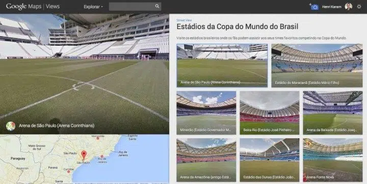 Conheça os estádios da copa do mundo no streetview / reprodução google