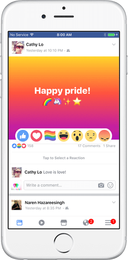 Facebook comemora o mês de orgulho lgbtq+ com filtros e nova reação