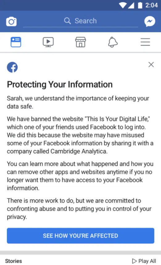 Saiba se seus dados do facebook foram roubados pela cambridge analytica. Em mais um capítulo da novela do facebook, temos agora avisos direcionados aos usuários da rede social. A empresa começou a enviá-los a partir de hoje.