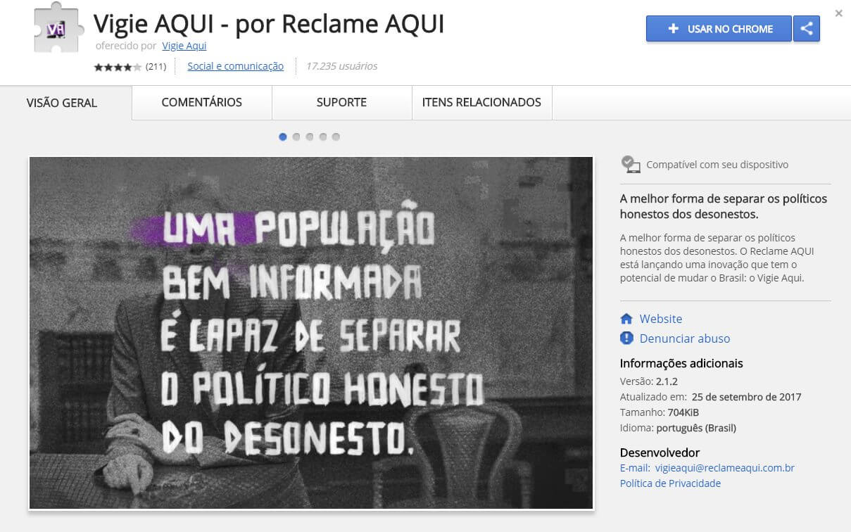 Extensão do chrome alerta sobre os políticos condenados por corrupção. Conheça a extensão para o chrome intitulada "vigie aqui", que através de uma marcação em roxo destaca os políticos condenados, processados ou investigados por corrupção