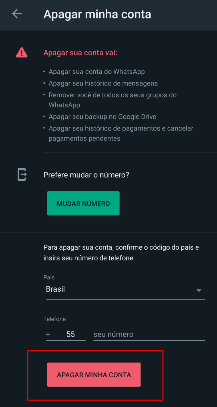 Como Apagar A Conta Do Whatsapp 8264